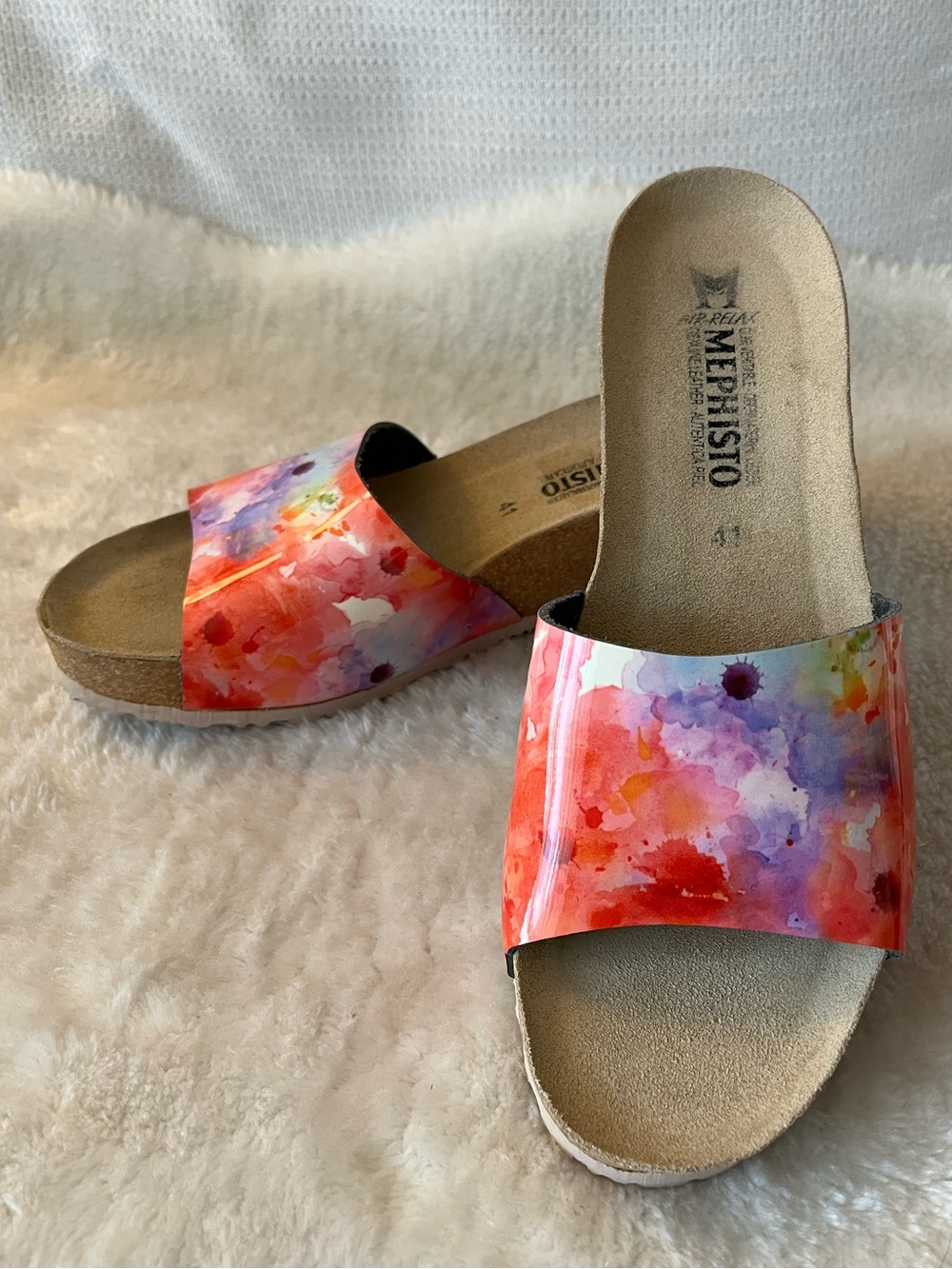 Mephisto Women's Multicolor Watercolor Wedge Slide Sandals